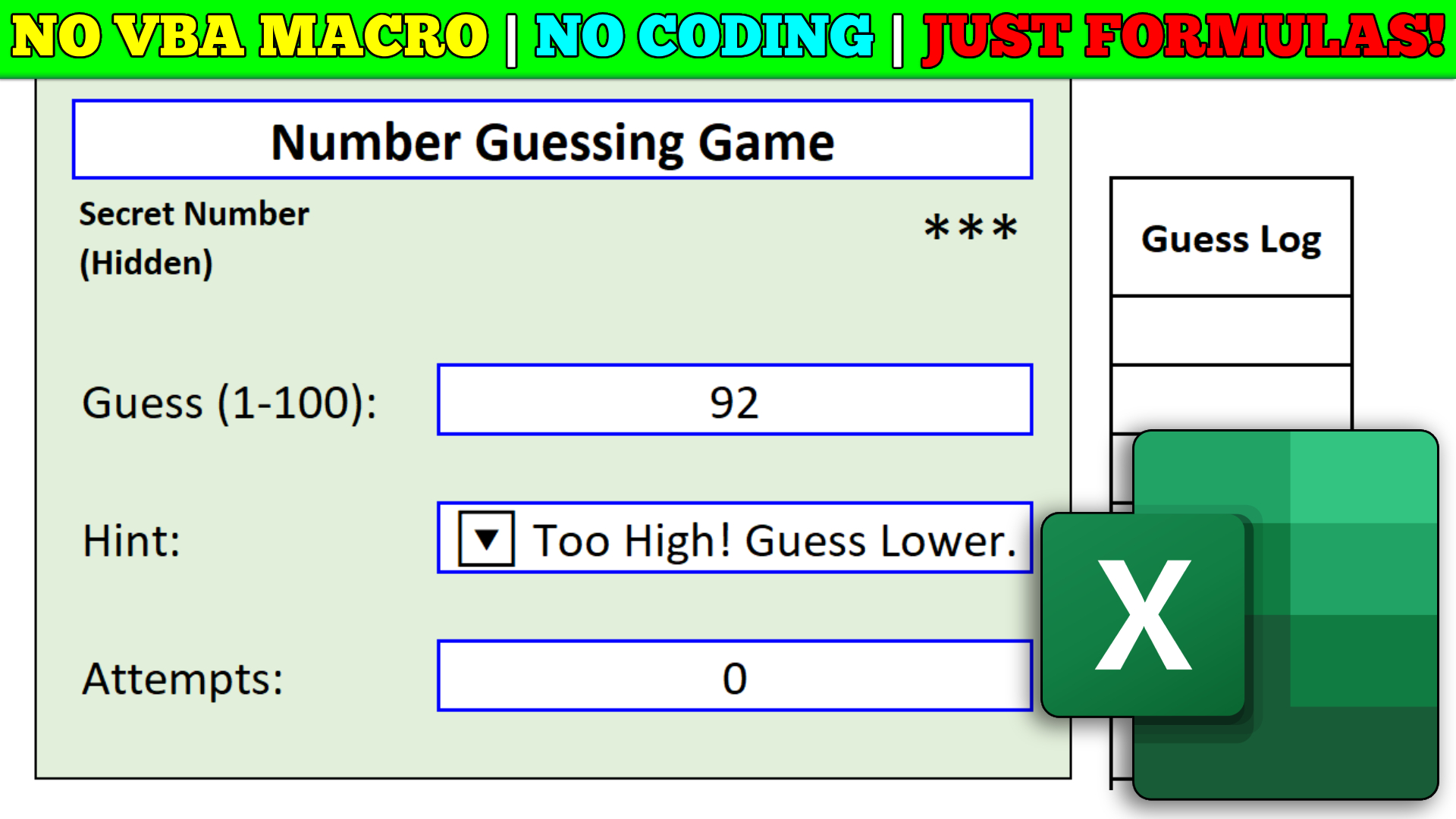 🤯 The Secret Excel Game: Build an ‘Impossible’ Number Guessing Challenge with Formulas (No VBA!)